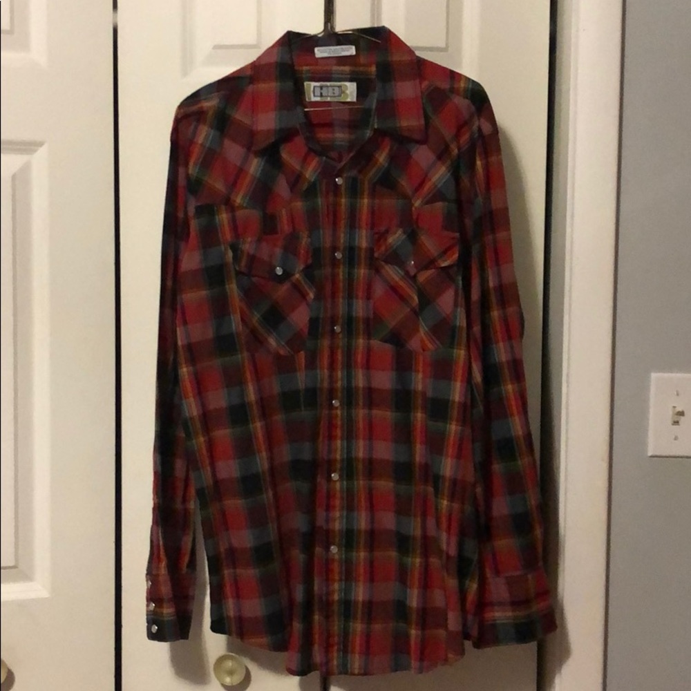 HB Company Western Pearl Button down Shirt XL